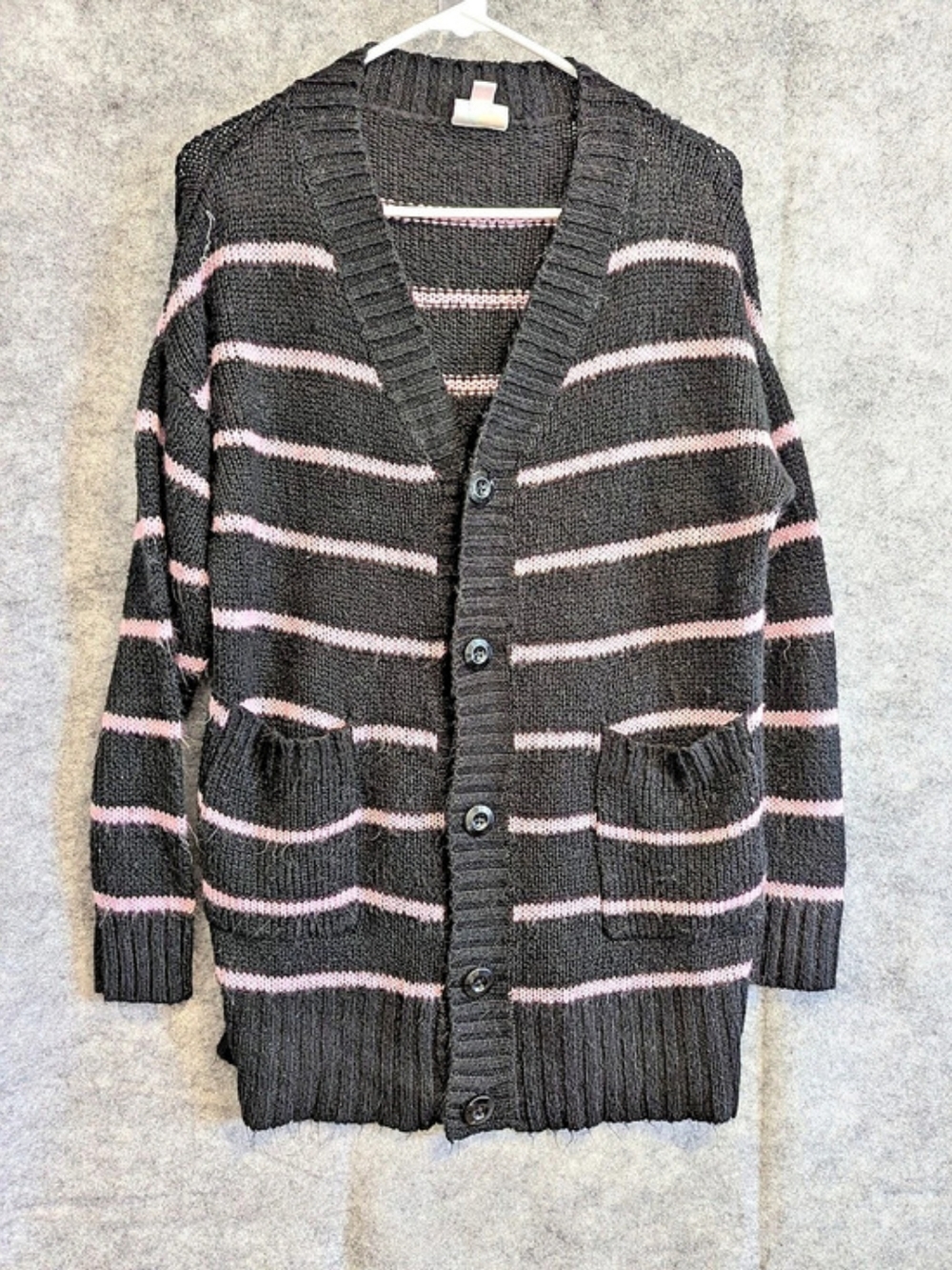LulaRoe Striped Cardigan in Black & Pink Size Small